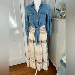 Y2K Catherine Malandrino skirt cottage core boho hippie western embroidered